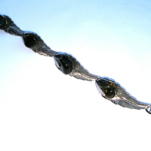 ▶️SALE VINTAGE Silver Leaf SmokeyQuartz Bracelet - Picture 3 of 8